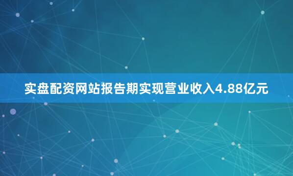 实盘配资网站报告期实现营业收入4.88亿元